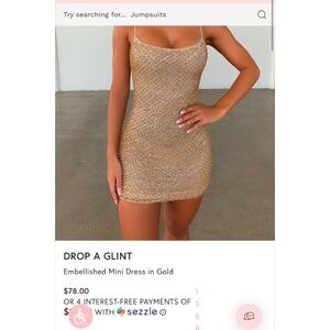 Gold Embellished Mini Dress